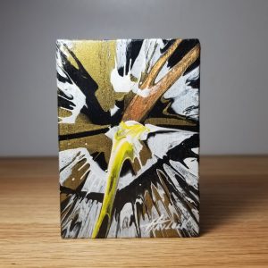 Atomic Bloom - 3.5"x2.5" - Velocity Spin Art Series - Freestanding Original Painting