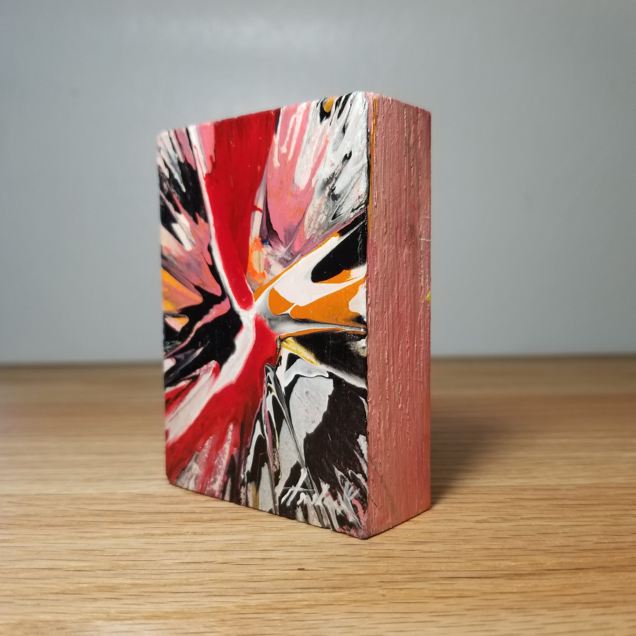Kinetic Weather - 3.5"x2.5" - Velocity Spin Art Series - Freestanding Original Painting - Image 4