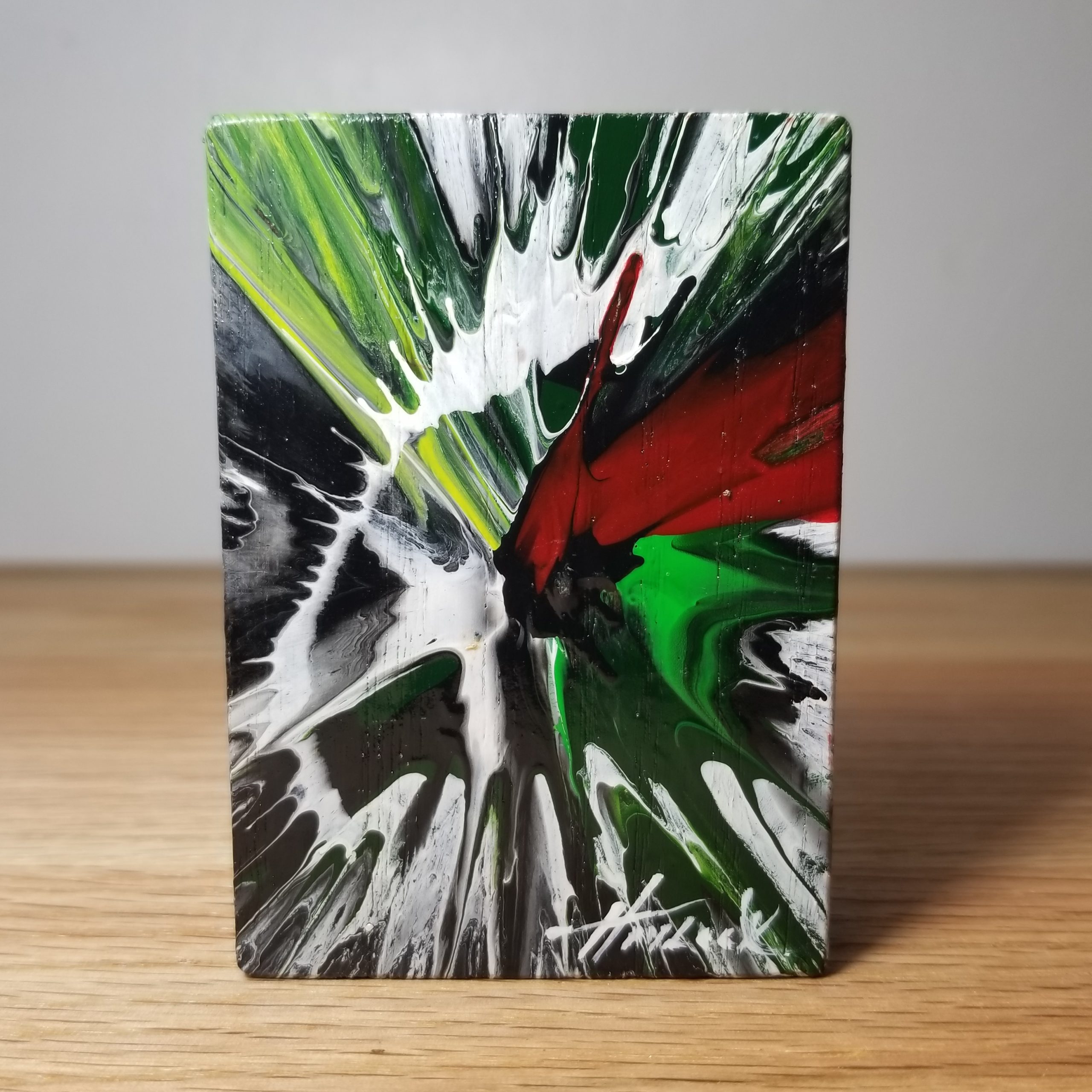 Spectral Synapse - 3.5"x2.5" - Velocity Spin Art Series - Freestanding Original Painting