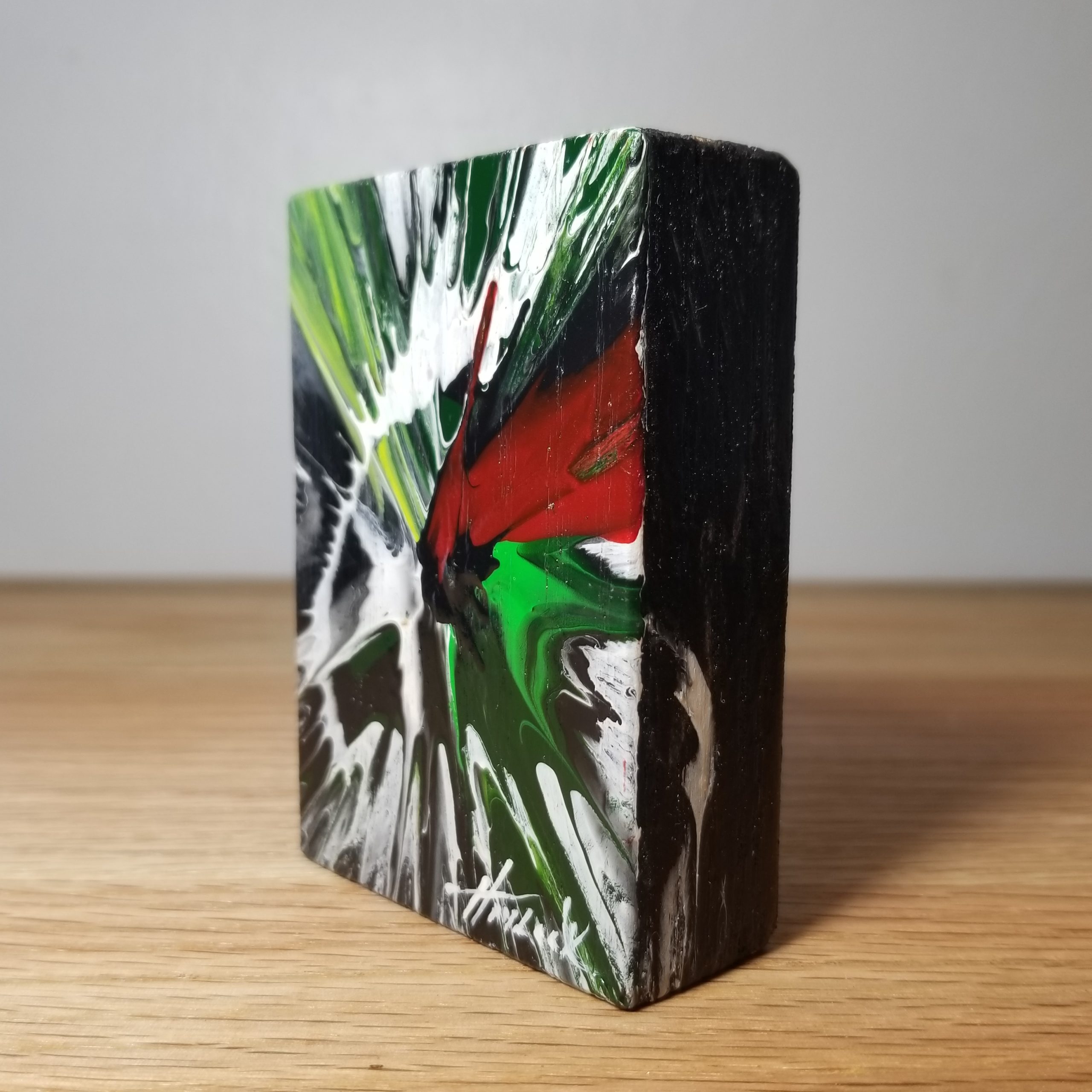 Spectral Synapse - 3.5"x2.5" - Velocity Spin Art Series - Freestanding Original Painting - Image 4