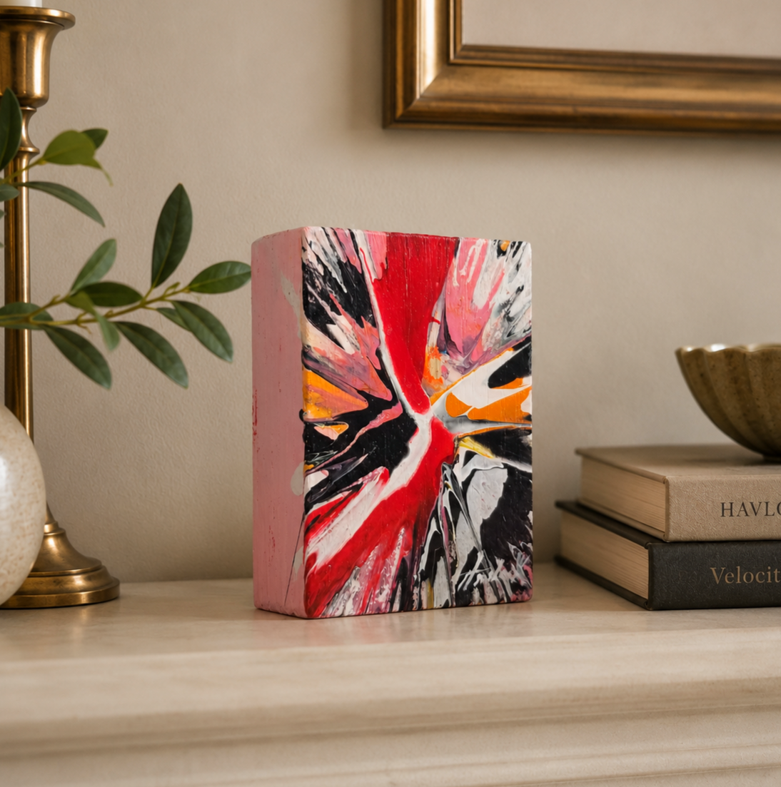 Kinetic Weather - 3.5"x2.5" - Velocity Spin Art Series - Freestanding Original Painting - Image 3
