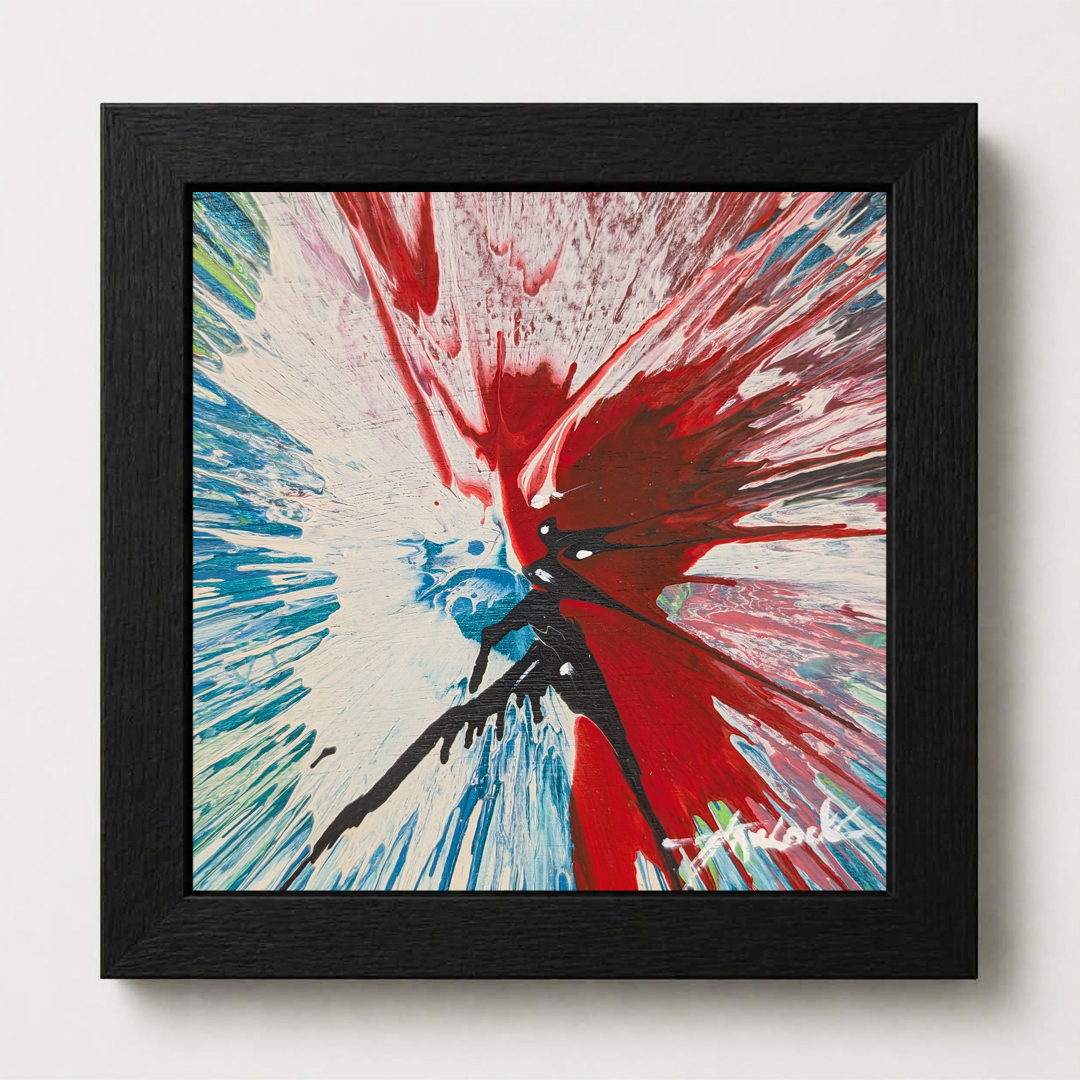 Dance Of Implosion - 6"x6" - Velocity Spin Art Series - Original Painting - Framed