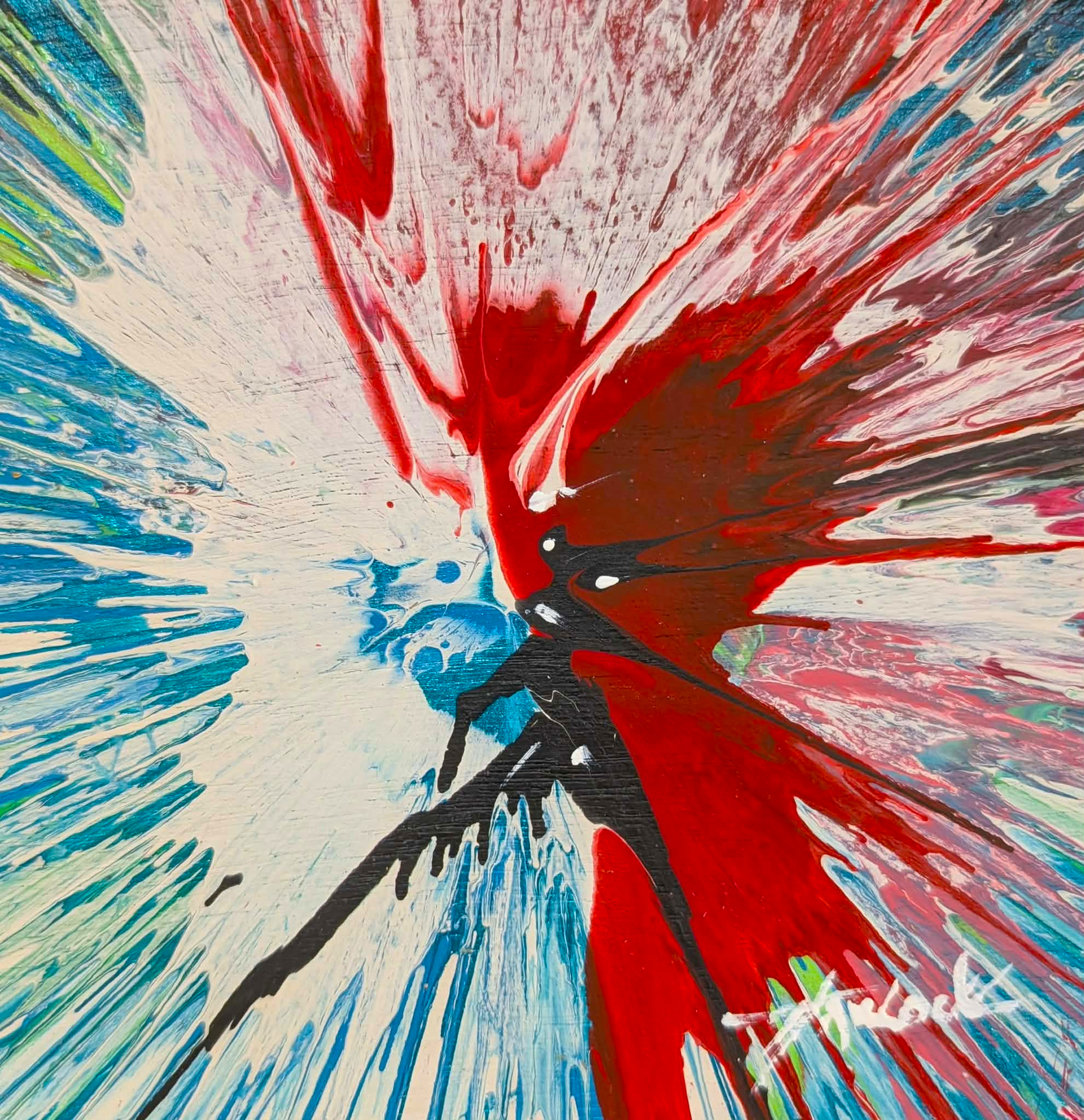 Dance Of Implosion - 6"x6" - Velocity Spin Art Series - Original Painting - Framed - Image 2