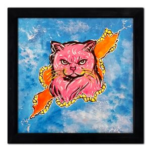 Call Me Kitty One More Time - Cat in a Crack - Original Painting - Joey & Rhonda Havlock Collaboration