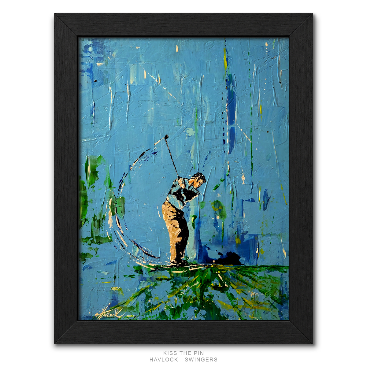 KISS THE PIN Original Painting – SWINGERS Impressionist Golf Series - Image 2