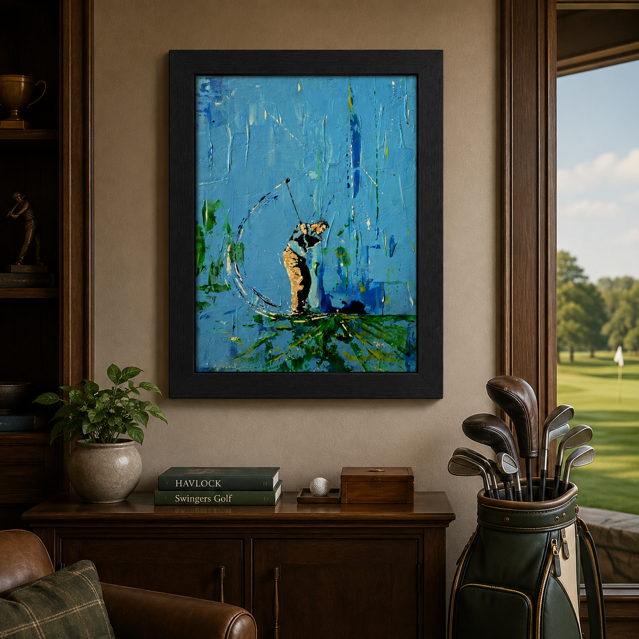 KISS THE PIN Original Painting – SWINGERS Impressionist Golf Series - Image 5