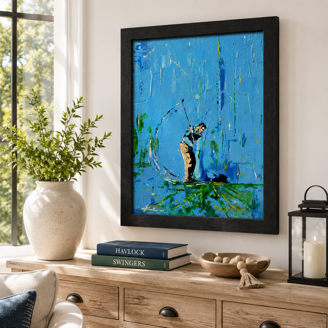 KISS THE PIN Original Painting – SWINGERS Impressionist Golf Series - Image 6