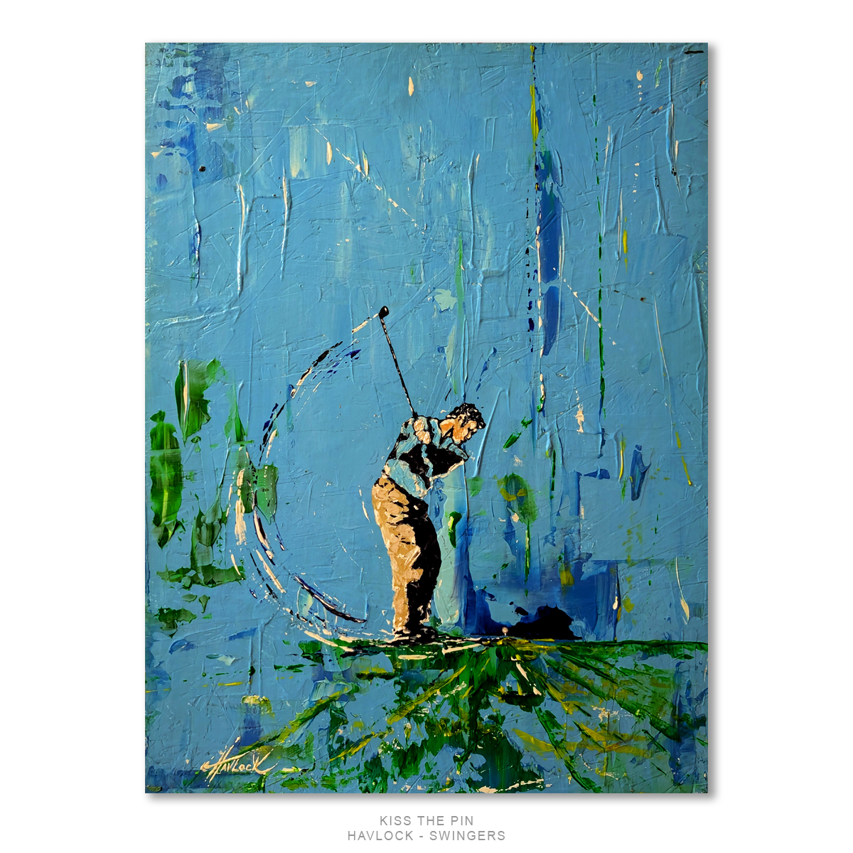 KISS THE PIN Original Painting – SWINGERS Impressionist Golf Series - Image 3