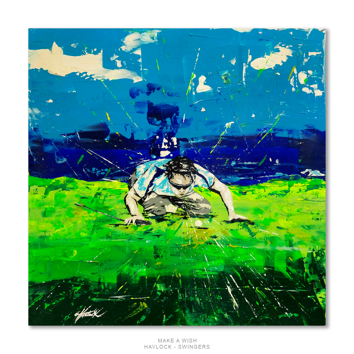 MAKE A WISH Original Painting – SWINGERS Impressionist Golf Series - Image 3
