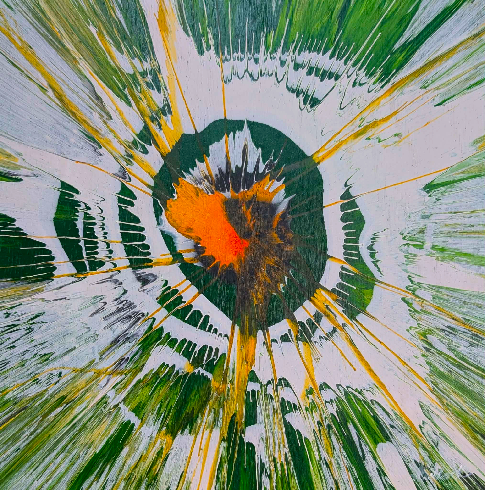 Sun Kissed Limes - 12"x12" - Velocity Spin Art Series - Original Painting - Framed - Image 2