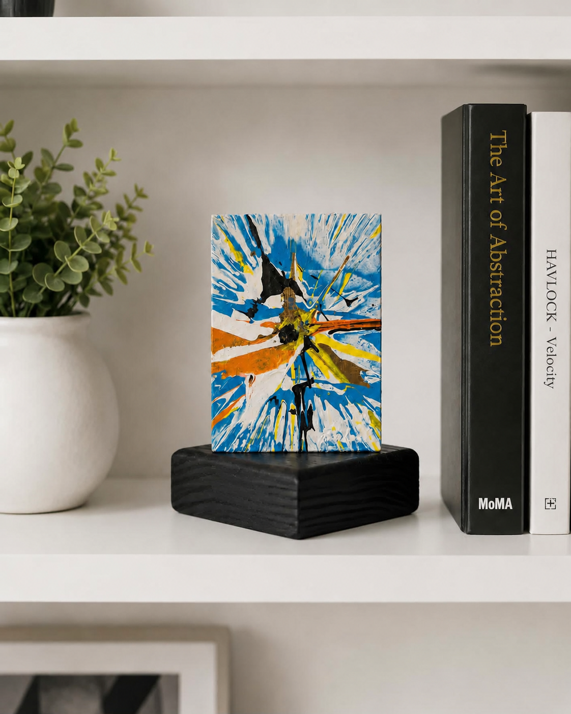 Sunkissed Fracture - 3.5"x2.5" - Velocity Spin Art Series - Freestanding Original Painting - Image 2