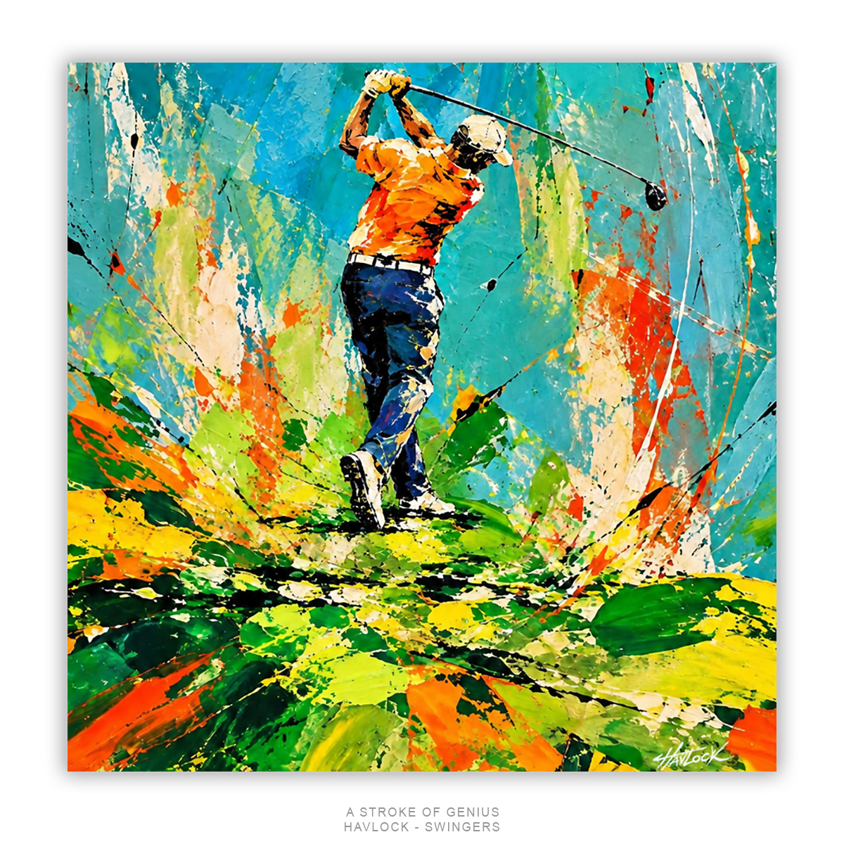 A STROKE OF GENIUS Original Painting – SWINGERS Impressionist Golf Series - Image 5