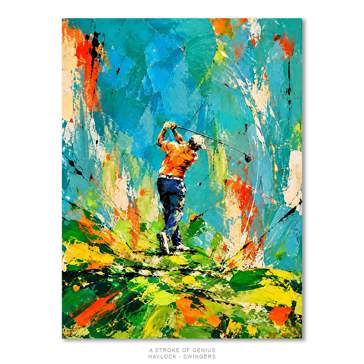 A STROKE OF GENIUS Original Painting – SWINGERS Impressionist Golf Series - Image 4