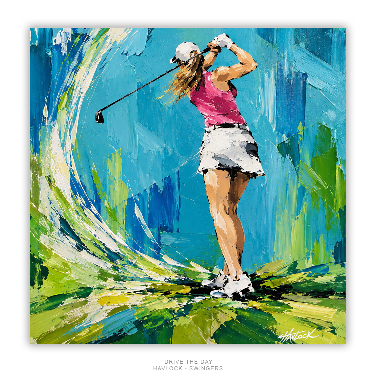 DRIVE THE DAY Original Painting – SWINGERS Impressionist Golf Series - Image 5