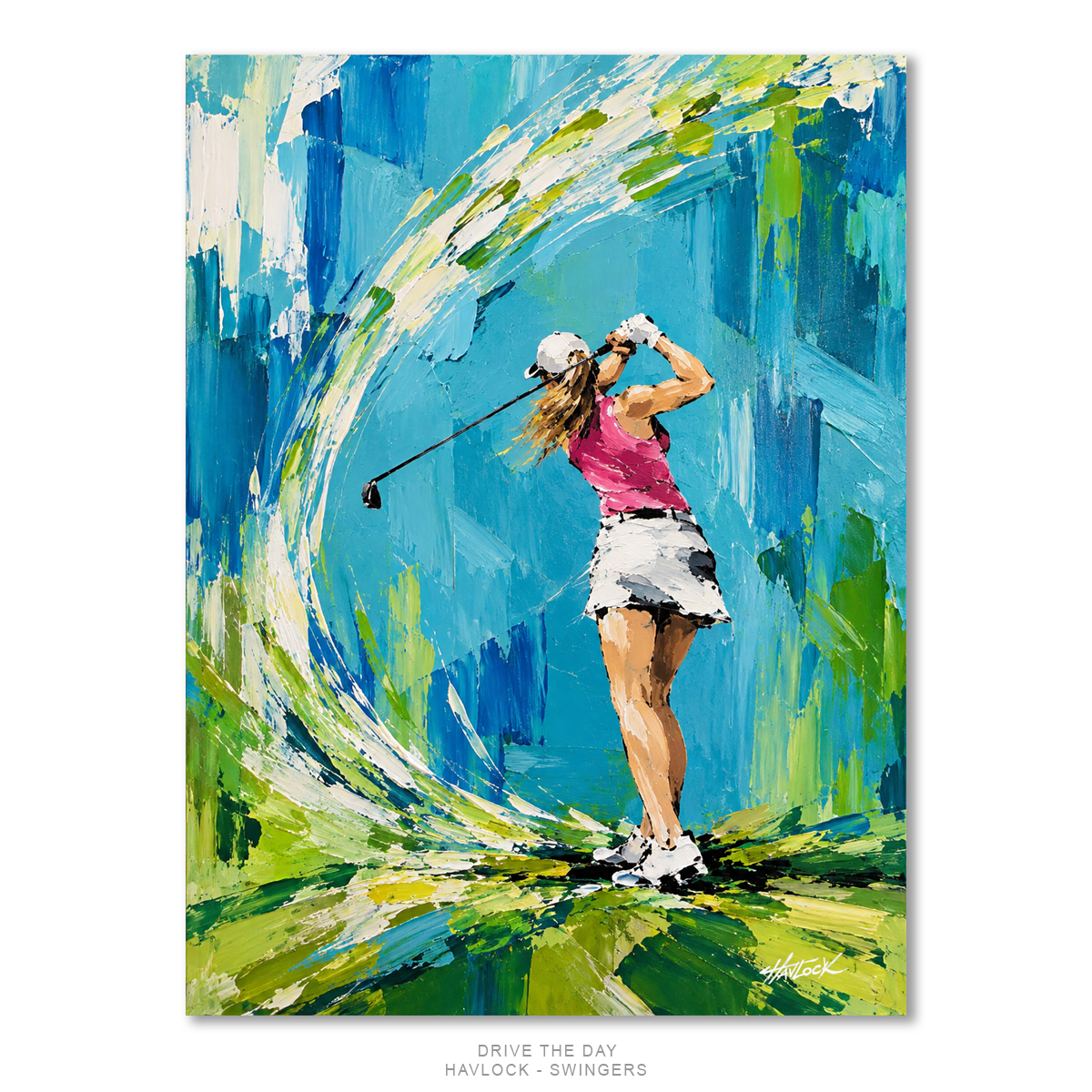 DRIVE THE DAY Original Painting – SWINGERS Impressionist Golf Series - Image 4